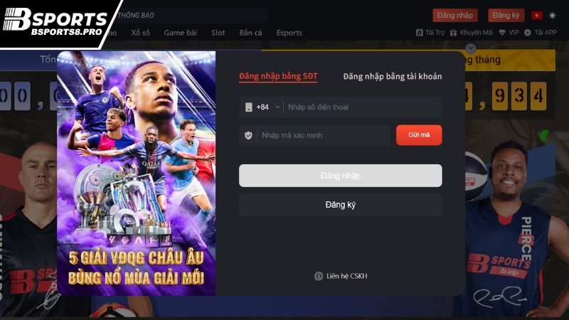 Các bước đăng nhập Bsports bằng số điện thoại