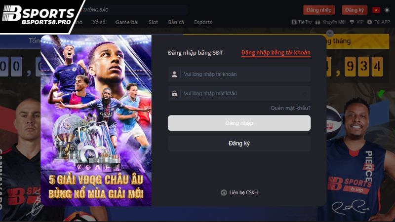 Các vào Bsports bằng tài khoản