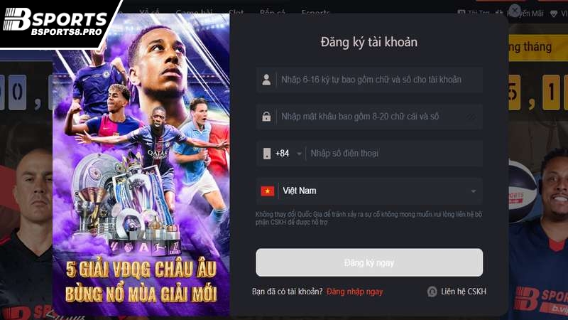 Hoàn thành thông tin đăng ký theo form sau đây
