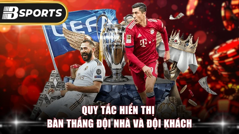 Quy tắc hiển thị bàn thắng đội nhà và đội khách.